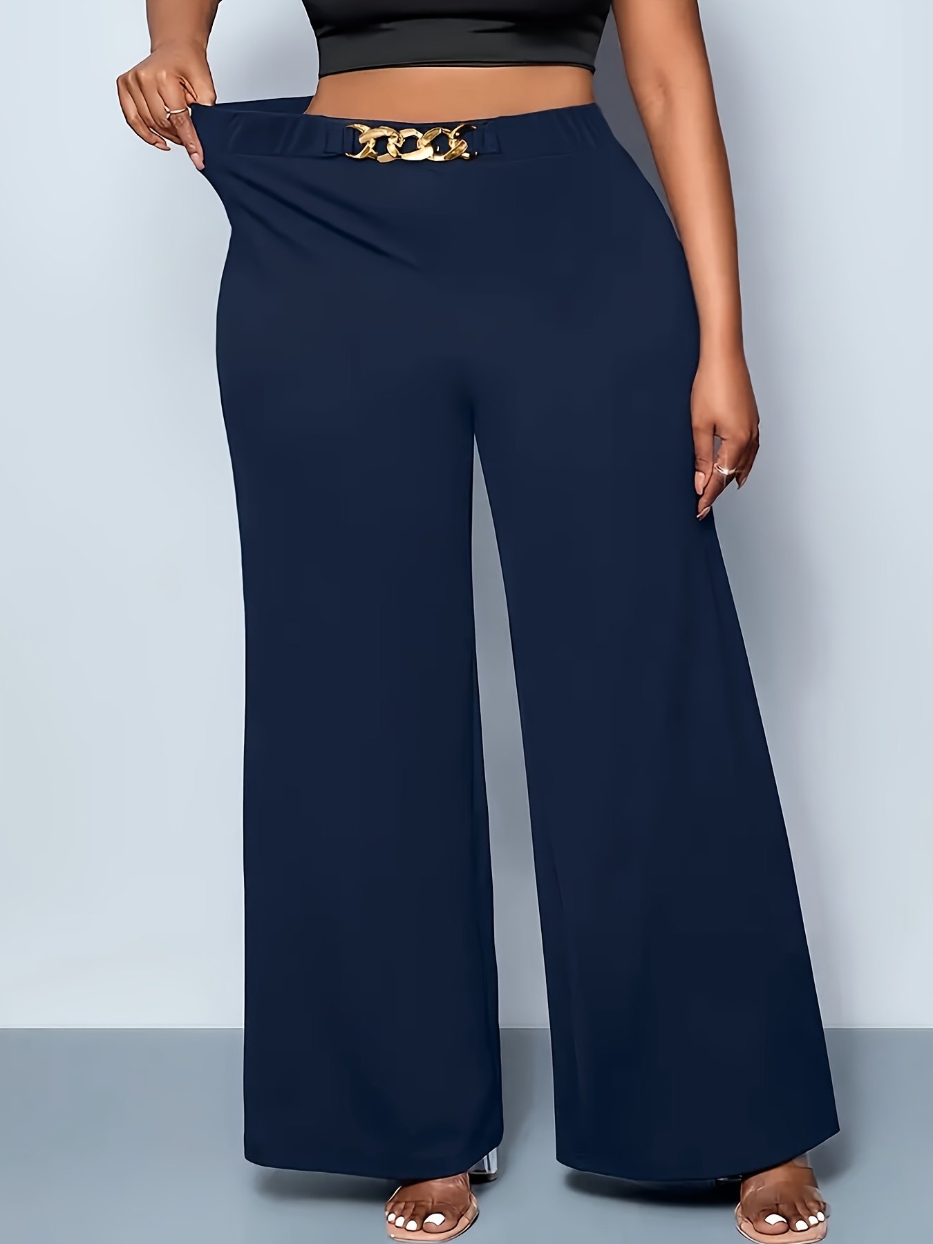 plus size plus size womens high waisted wide leg pants - Temu Oman