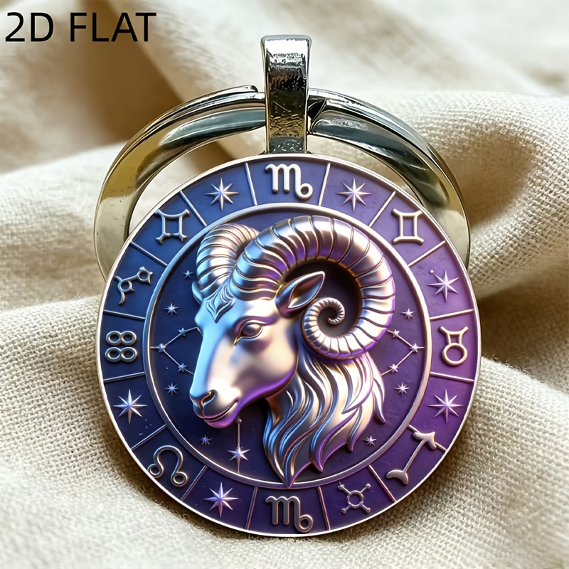 TEMU Porte-clés en verre du , motif de constellation à 12 étoiles, cadre en métal vintage, convient aux hommes et aux femmes, porte-clés de couple,