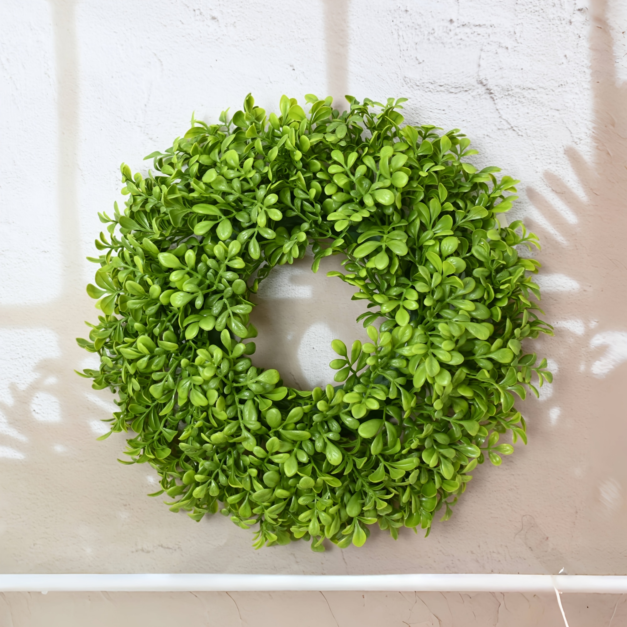 

1pc, Green Artificial Boxwood Wreath - Decor | Ideal For Front Door, Tabletop, Candlestick | Use For Weddings, 's Day & More | No Power Needed, Feather-free