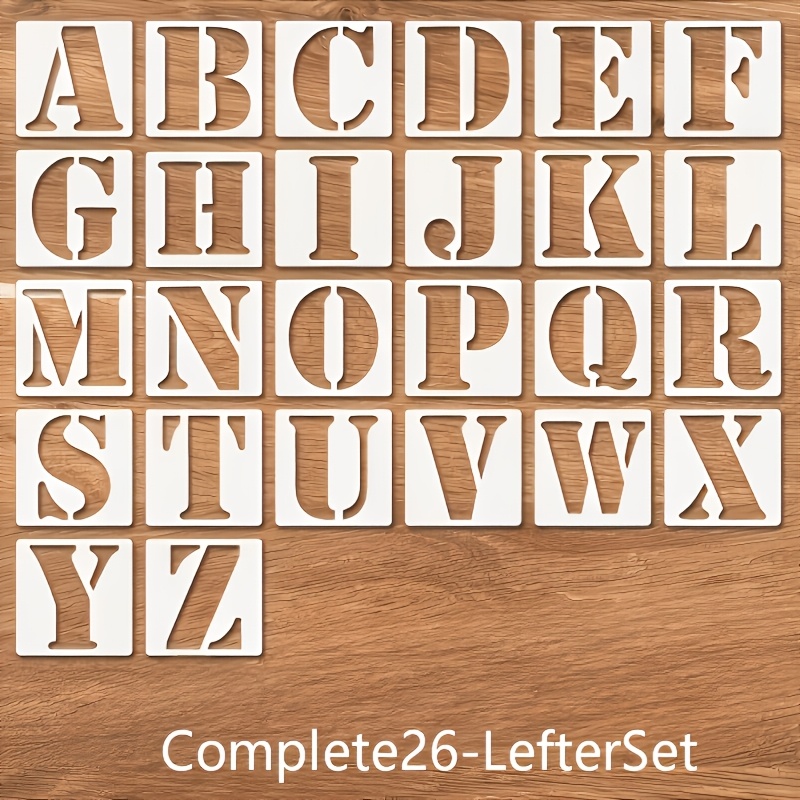 TEMU 26 Creative Letter Templates - Reusable Off-white Pet Plastic Letter Painting Templates Suitable For Crafting On Walls, Fabrics, Stone, Floors,