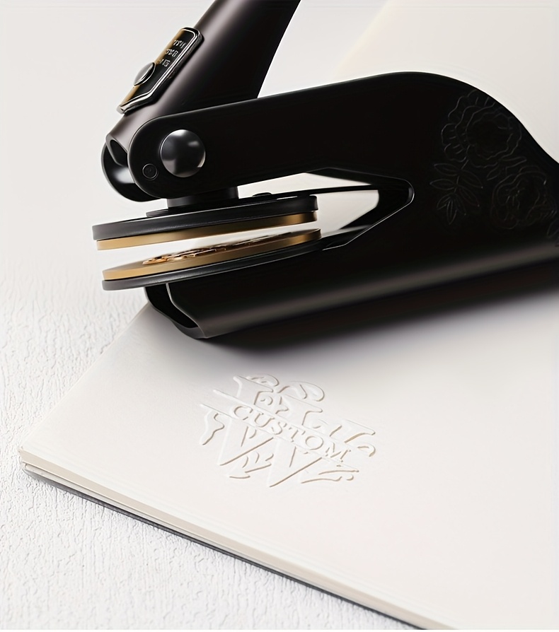 1pc Custom Pattern Embossed Stamp, Floral Letter Series in Black/Golden/Rose Golden Trio - Portable Embossing Tool for Party Invitations/Tissue Paper/Envelopes/Cards/Anniversary/Birthday/Holiday Gifts - ZMXL2