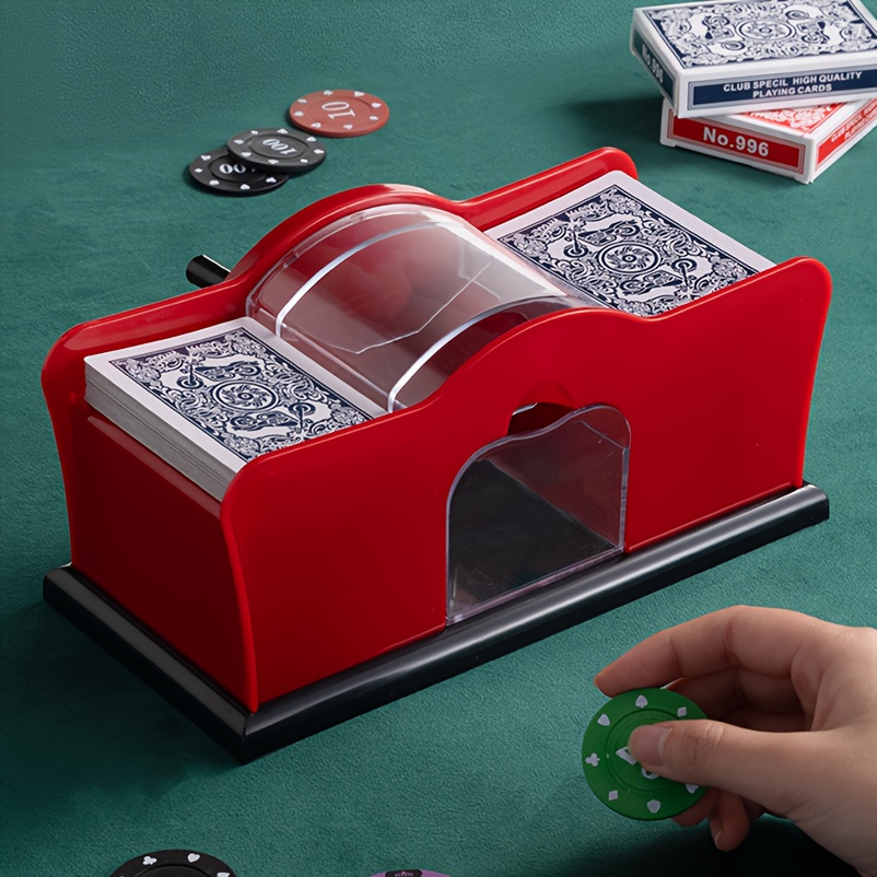 hand operated card shuffler for 2 4 or 6 decks of playing cards suitable for board games and  