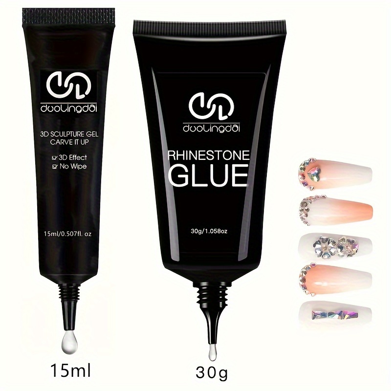 

Super-strength Nail Glue For Acrylic & Gel - , Ideal For 3d Gems & Rhinestones - Diy Nail Art