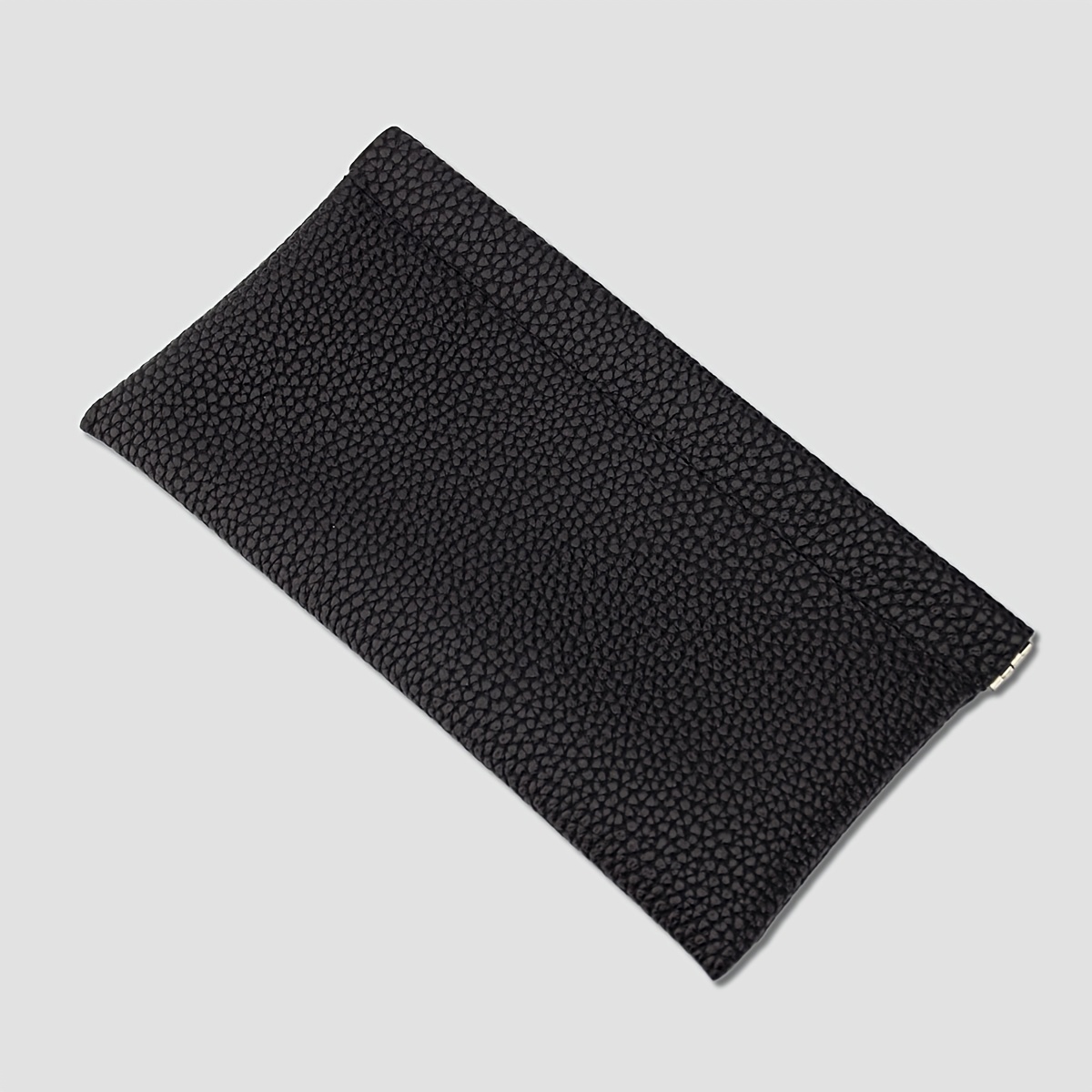 Large Capacity Sleek Black Leather Wallet With Automatic Closure - Minimalist Lychee Texture, Ideal For Cards, Cash, Phone, Passport & License Storage, Card Holder Wallet