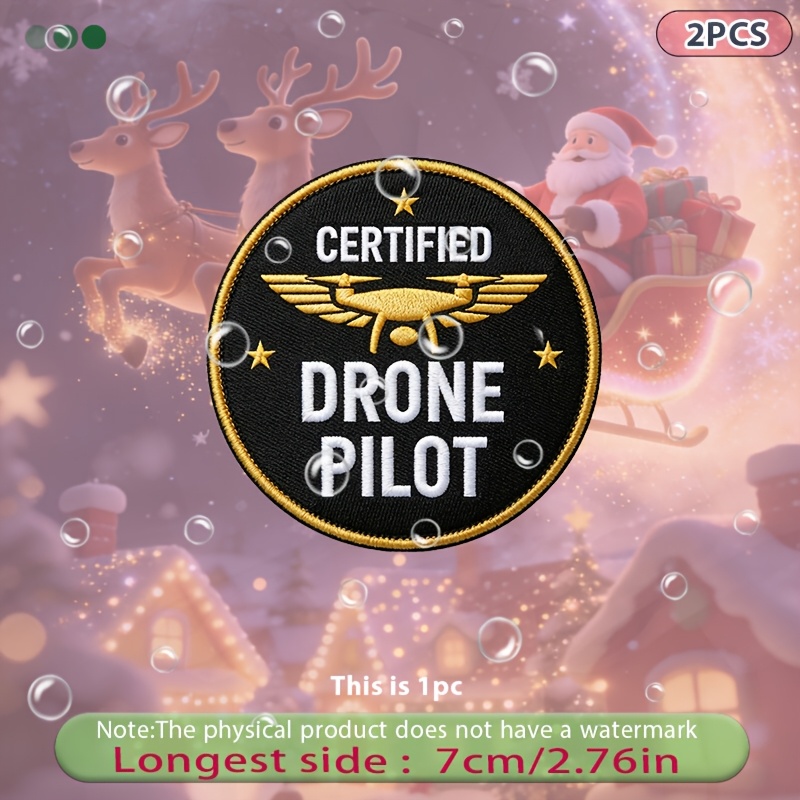TEMU 2 pz Toppa per Pilota di Drone: Sfondo , Ali Dorate, Testo , Dorate, Testurizzata, Adesivi a Trasferimento Termico, Qualit� e Lavabili, Adatte