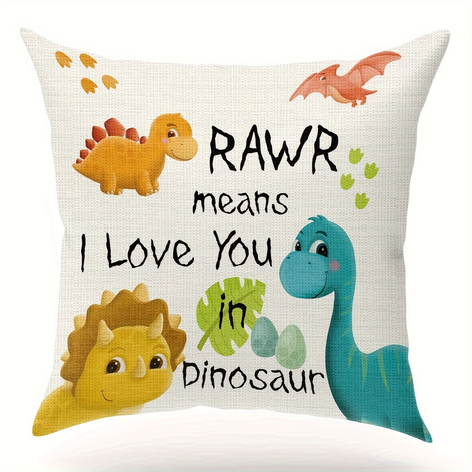 

1pc Dinosaur Gift Short Plush Throw Pillow Cover, Dinosaur Couple Gift Gift, Letters Means I Love You In Dinosaur, Pillow Case For Sofa Bedroom Home Decor18x18 Inch, No Pillow , 18 X 18 Inch