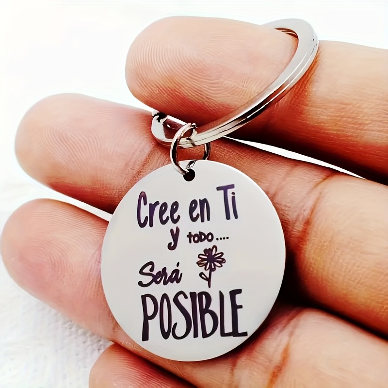 TEMU 1 Llavero de Acero Inoxidable - Grabado con la Motivacional "Cree Y Todo... Será " - Un Regalo Motivacional Ideal para y