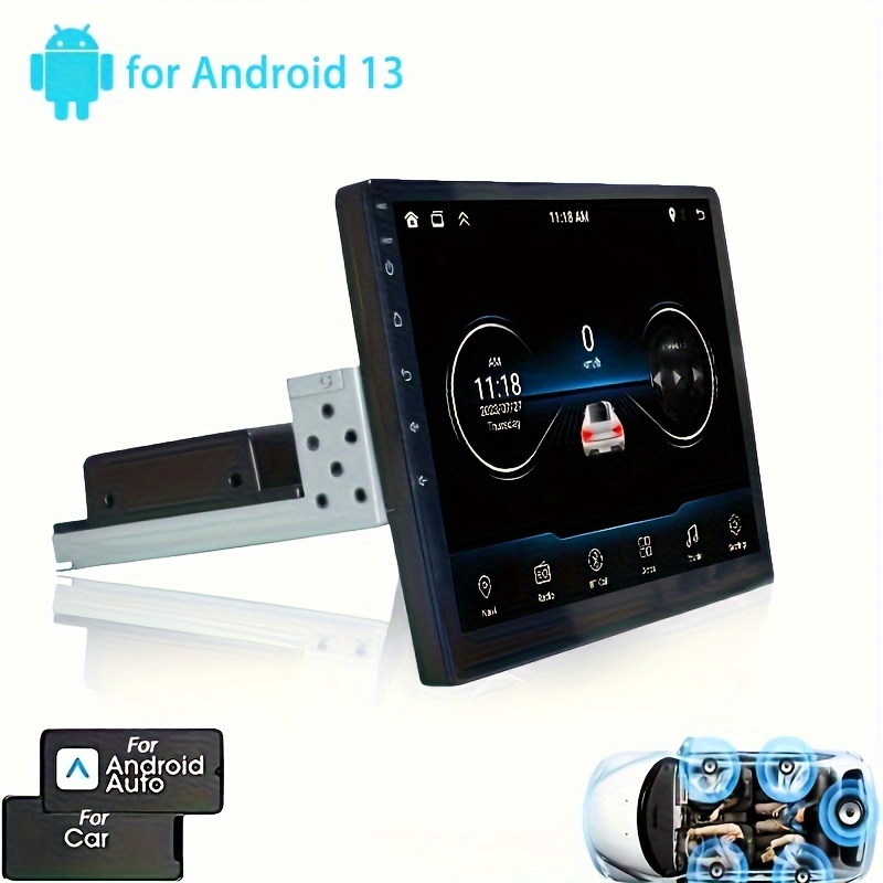 1 Din Android Carplay Car Stereo Radio 180° Rotating Screen - Temu