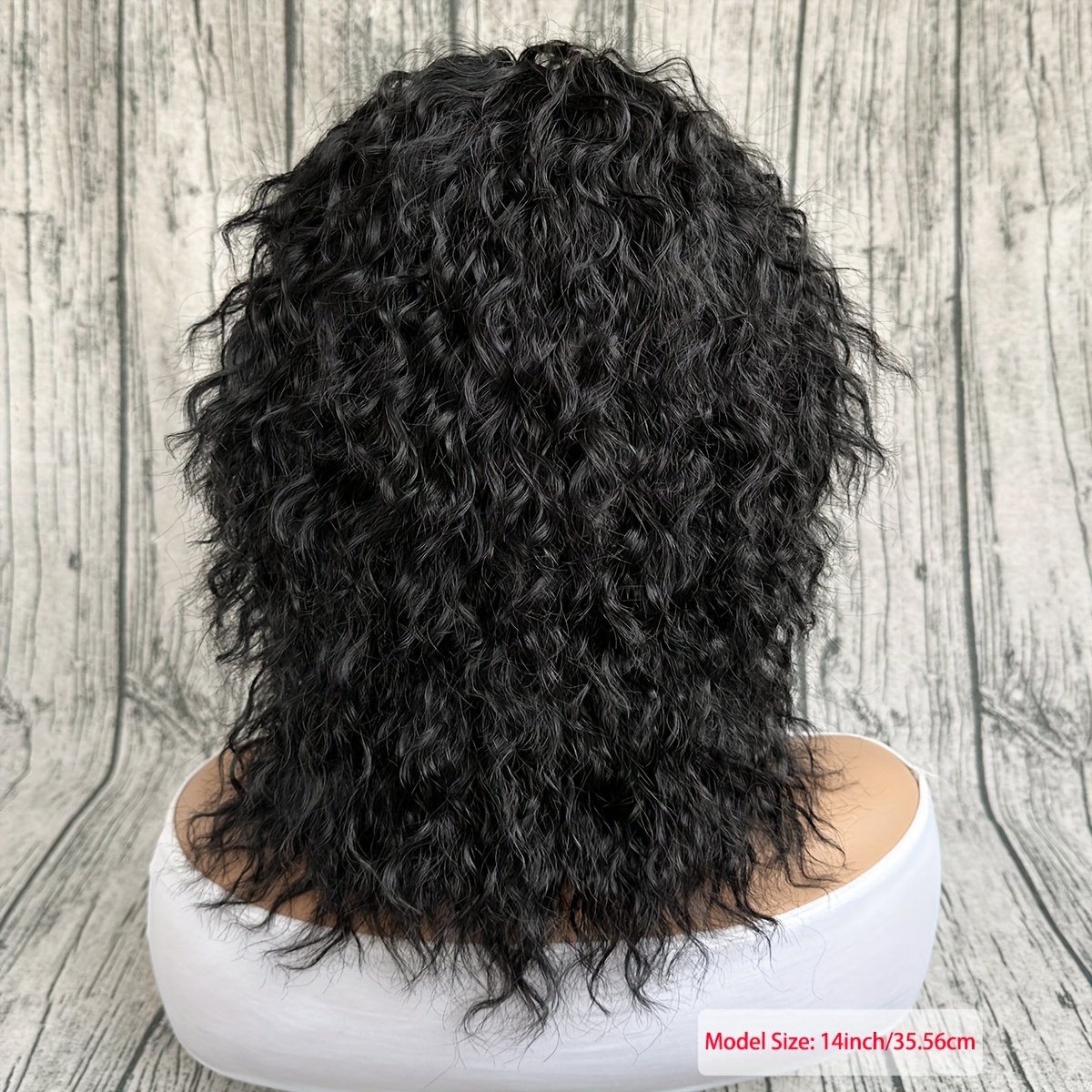 14 inch medium length curly hair wig natural messy curly - Temu display picture 1