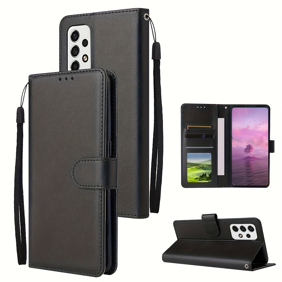 Husă Telefon - Portofel cu Slot Card, Funcție Magnetică Flip, Husă din Piele Ecologică pentru Samsung Galaxy S23 Ultra S22 Plus S21 S20 FE A13 A14 A33 A34 A51 A52 A53 A54 A71 cu Șnur de Mână, Husă Anti-cădere
