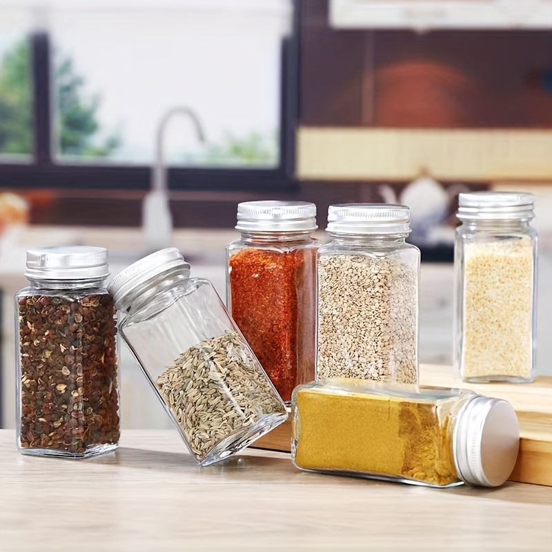 12 24 36 48pcs airtight glass spice jars set kitchen organizer for seasoning bottles multipurpose bbq rub and herb containers food contact safe details 1