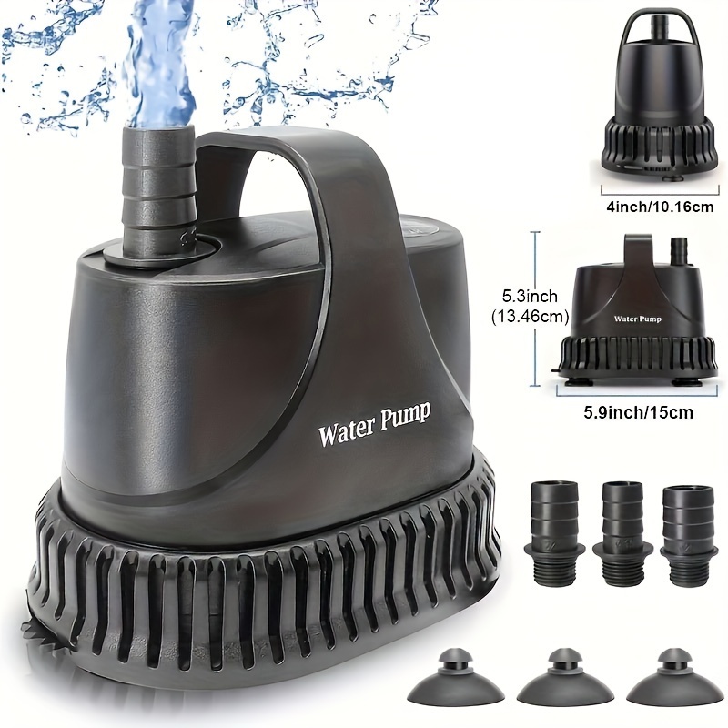 Image of 265-800 Gph Submersible Aquarium Water Pump With Adjustable Switch, Water Removal And Drainage Sump Cleaning Pump With 3 Nozzles For Aquarium, Pond, Fish Tank, Hydroponics, Backyard (40w 800gph)