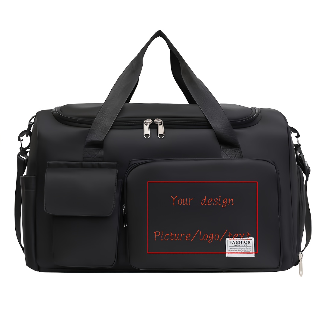 TEMU Custom Print Travel Duffel Bag, Personalized Logo Text Picture Gym Duffle Bag, Large Capacity Overnight Weekender Bag, Multi- Workout Bag With