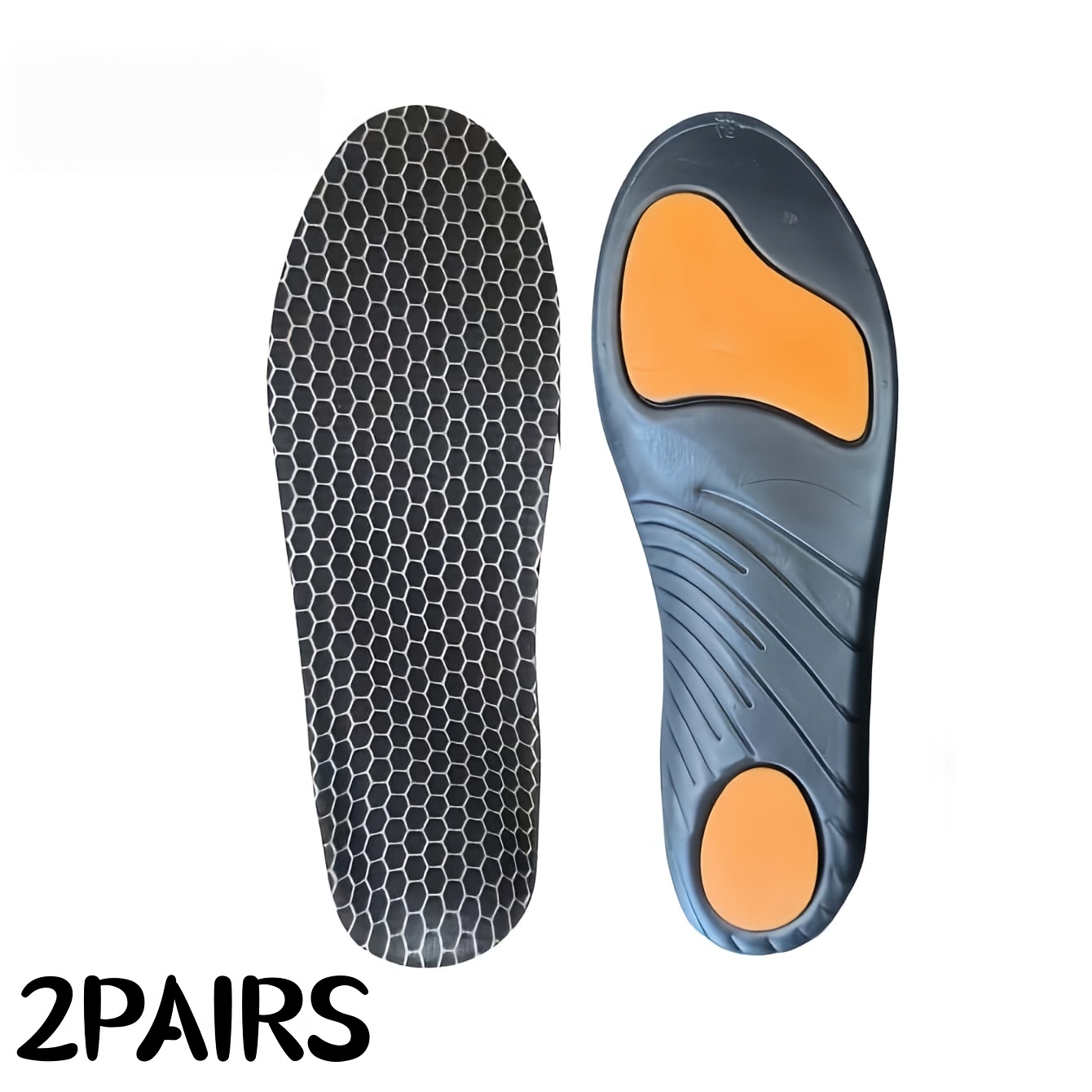 TEMU 2-pair High-elastic Arch Support Sports Insoles Cushioning Breathable Soft For Work Unisex