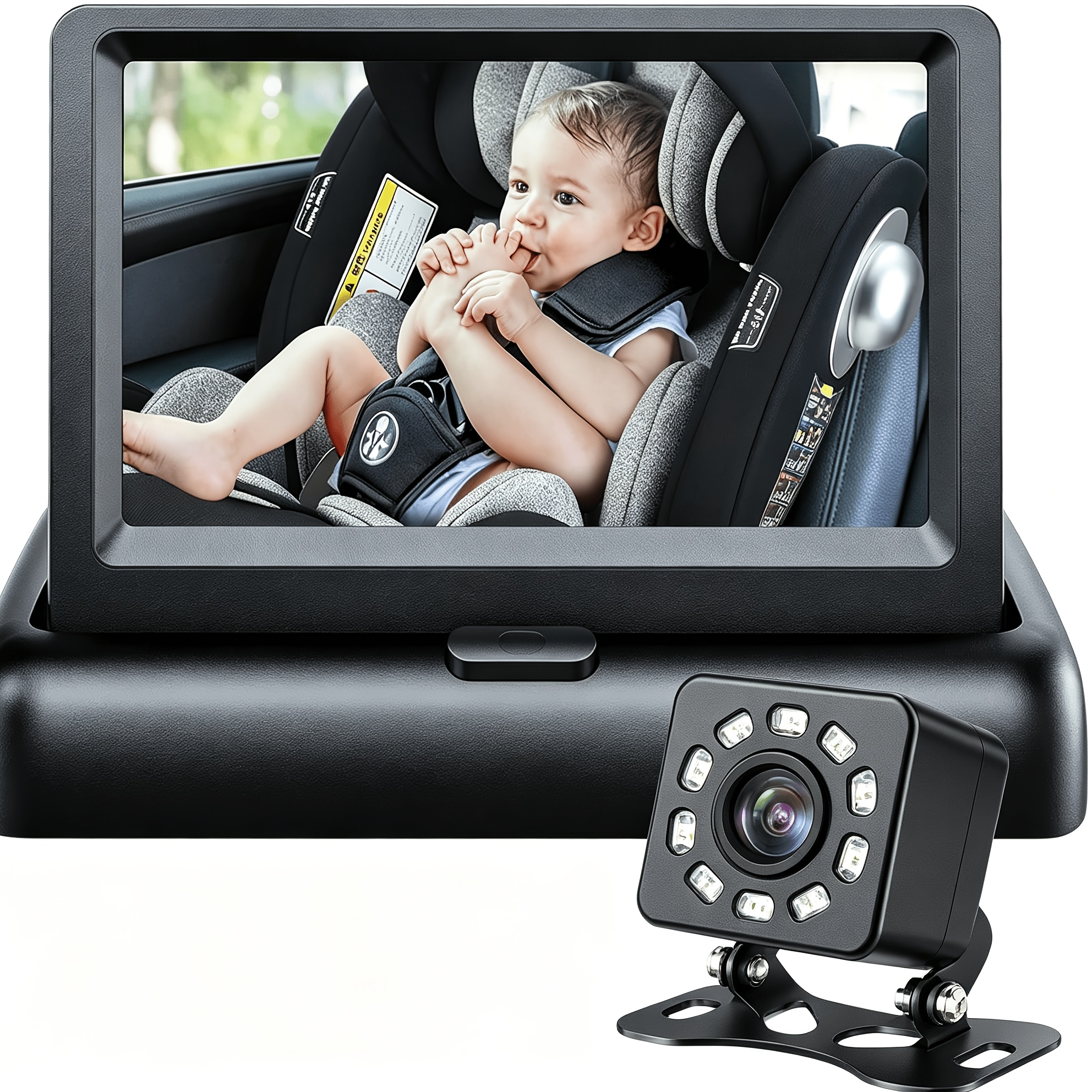 Baby Car Mirror With 4.3'' Hd Night Vision Function Display, Seat Camera With Wide View, Observe 's Move(not Usb): retailer-supplied image