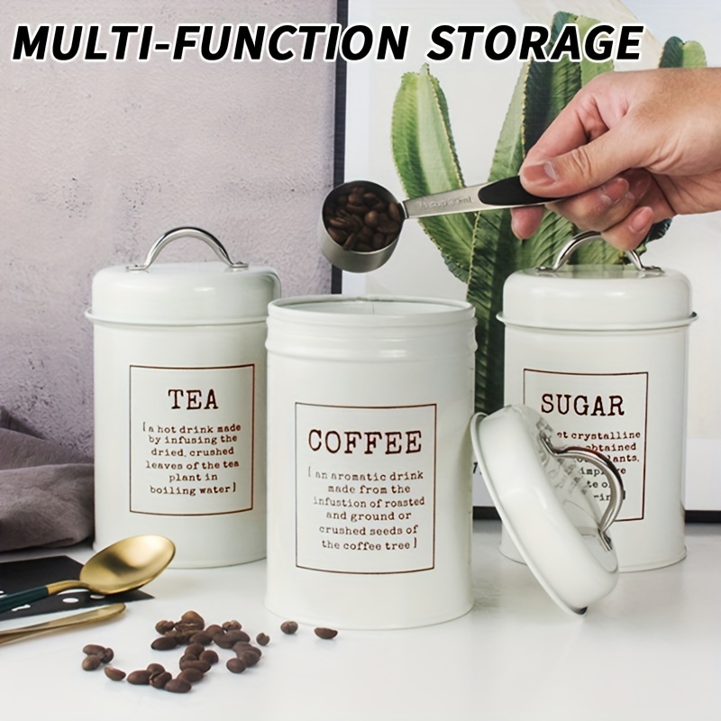 3pcs Storage Container, Multifunctional Leak Proof And Reusable Food Sealed Box With Lid, Portable And Durable Food Storage Box, For Tea, Coffee Beans, Sugar And Grain, Kitchen Organizers And Storage, Kitchen Accessories
