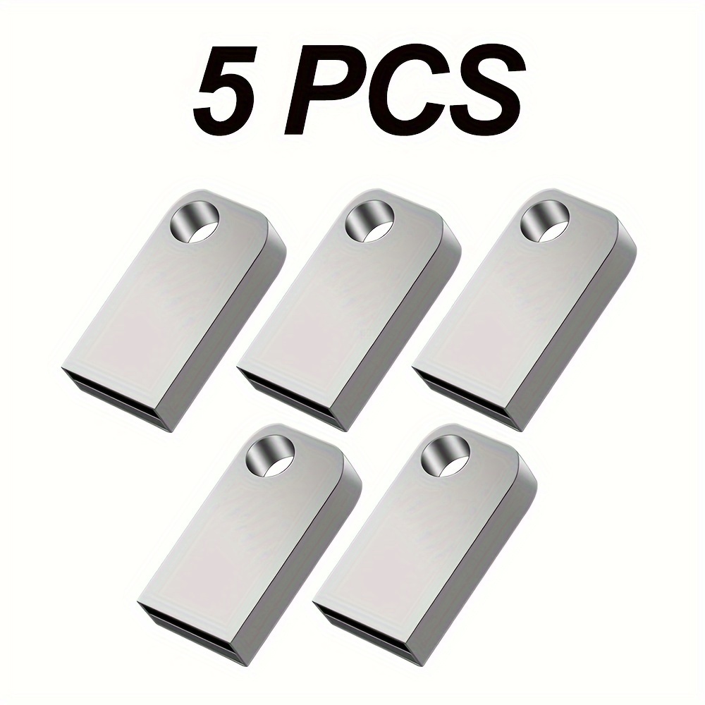 TEMU 5pcs Usb Flash Drive 8gb 4gb 2gb 1gb 512mb 256mb 128mb Usb 2.0 High Speed U Disk Usb Disk Metal Pen Drive Usb Drive For Pc//mobile Phones Car