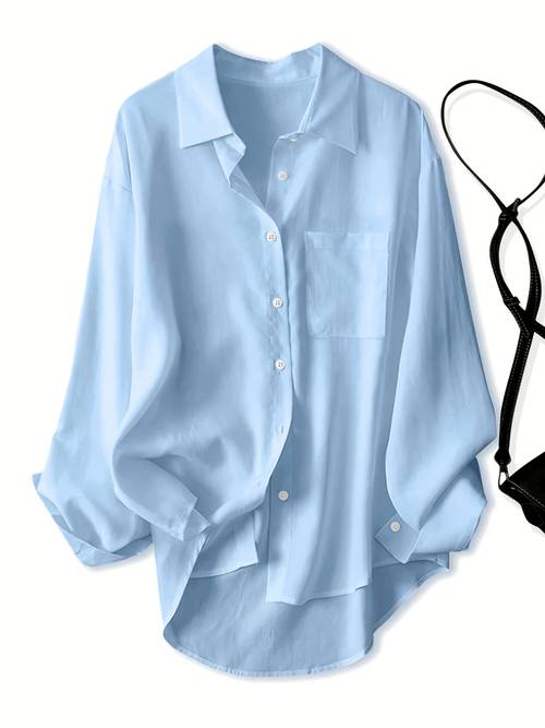 item picture womens classic solid color casual shirt