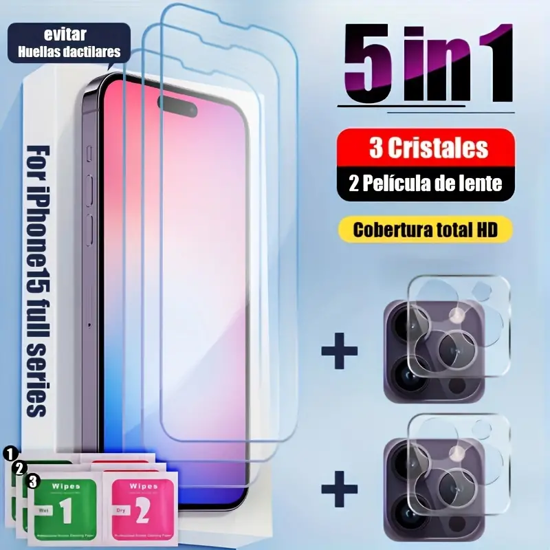 Protector Cámara Trasera para IPhone 15 Pro / 15 Pro Max Cristal temp