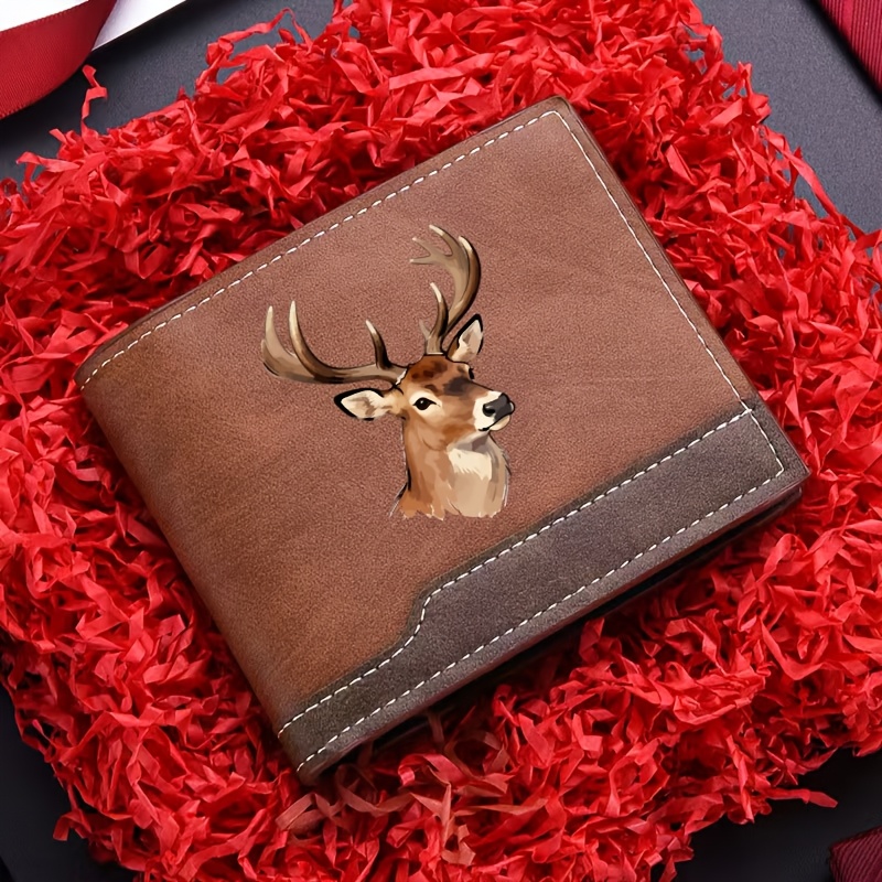 TEMU Men's Large-capacity Wallet With A Deer —foldable, Ultra-thin Business Wallet, , Lightweight, Multiple Card Slots, Suitable For Everyday And