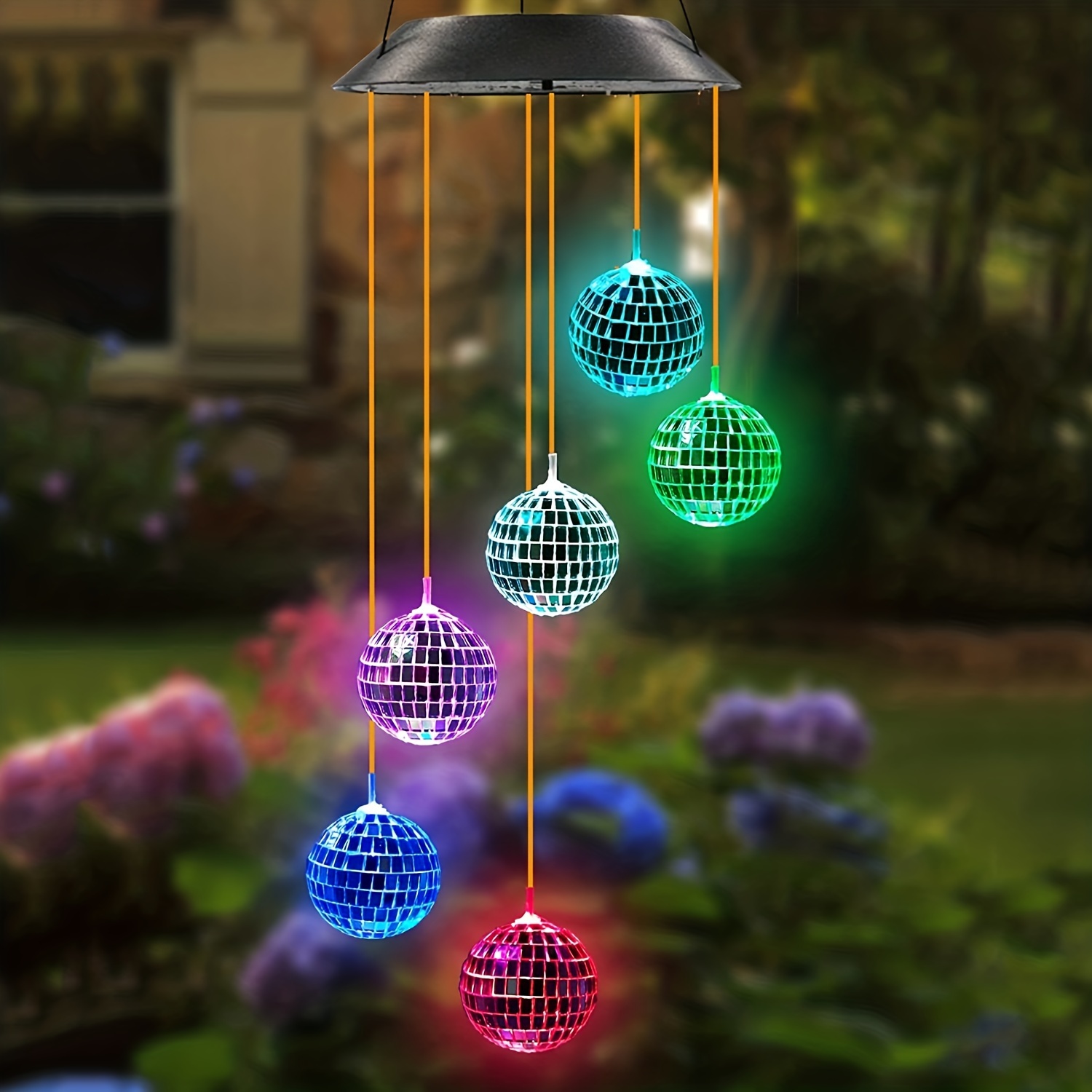 

1pc Solar-powered Color Changing Led Mirror Ball Wind Chime Light, Waterproof Outdoor Hanging Decoration For Bedroom, Patio, Yard, And Garden, Perfect For Birthday, Christmas, Mother's Day Gift