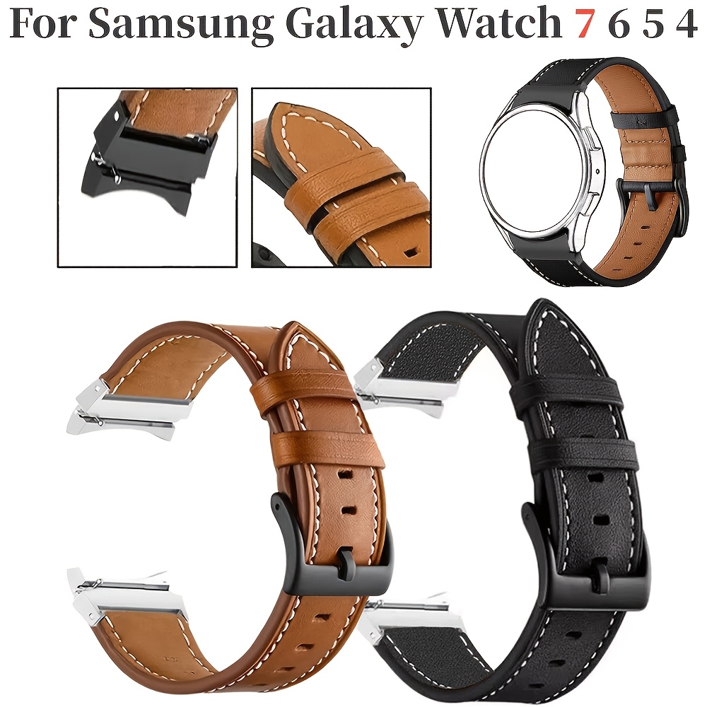 

Qctog Unisex Synthetic Leather Watch Band, Compatible With Samsung 7/6/5/4, 4/6 Classic, Adjustable Strap, Soft & Lightweight, , No Battery Required