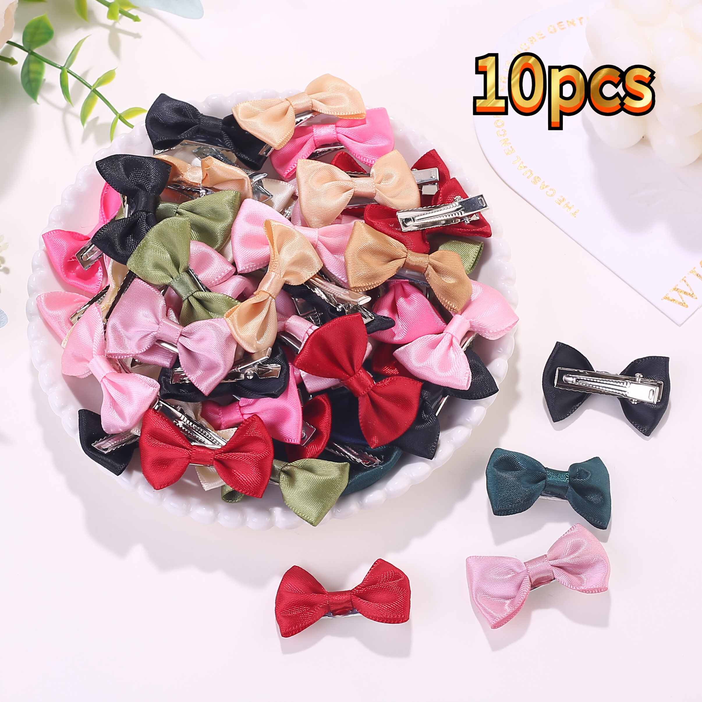 10//40pcs Mixed Color Bowknot Girl Cute Children Hair Additions Side Clip Suitable For Daily Matching, Festival Party