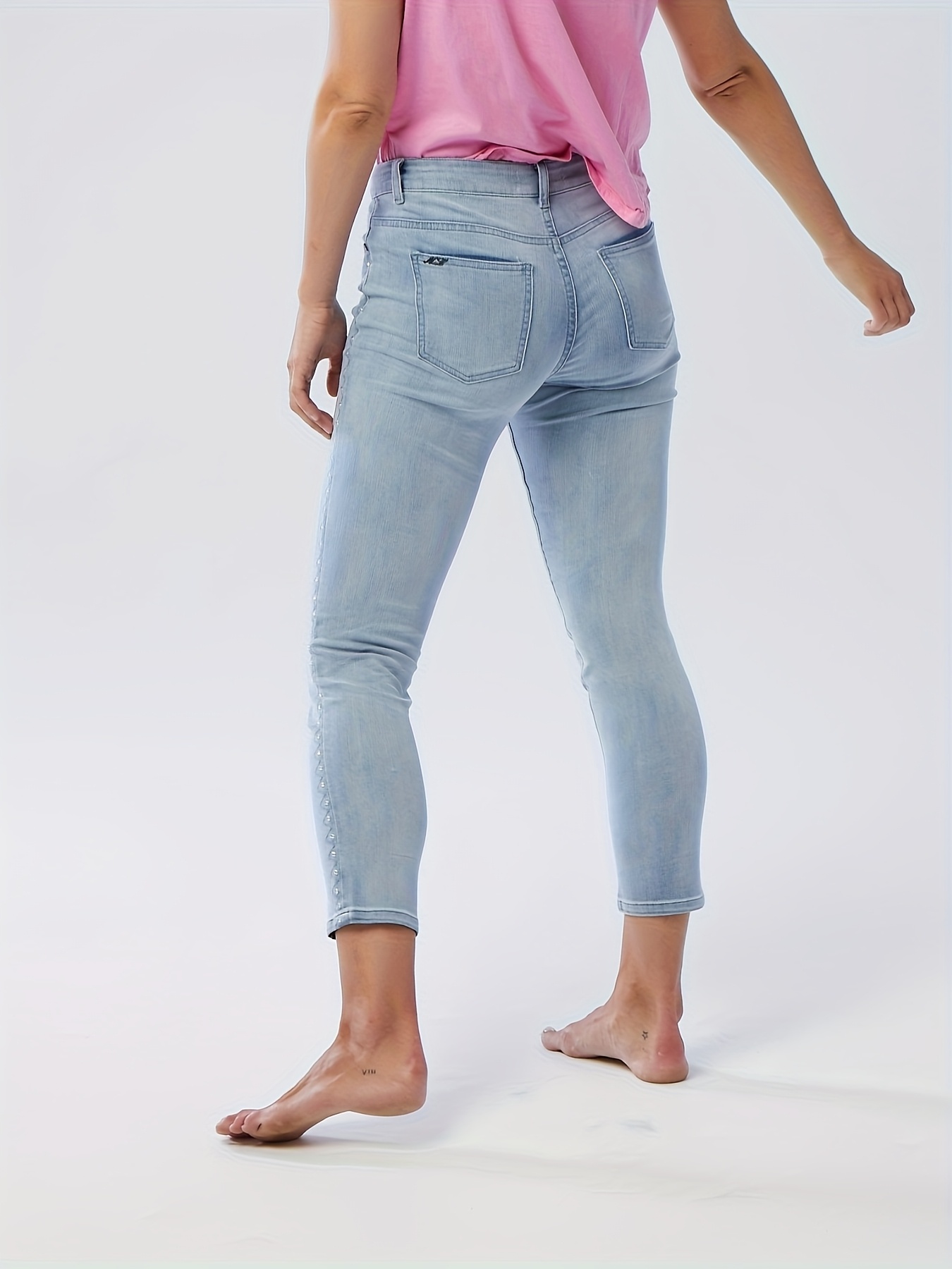 women's crop jeans diamond embroidery way stretch Temu Australia