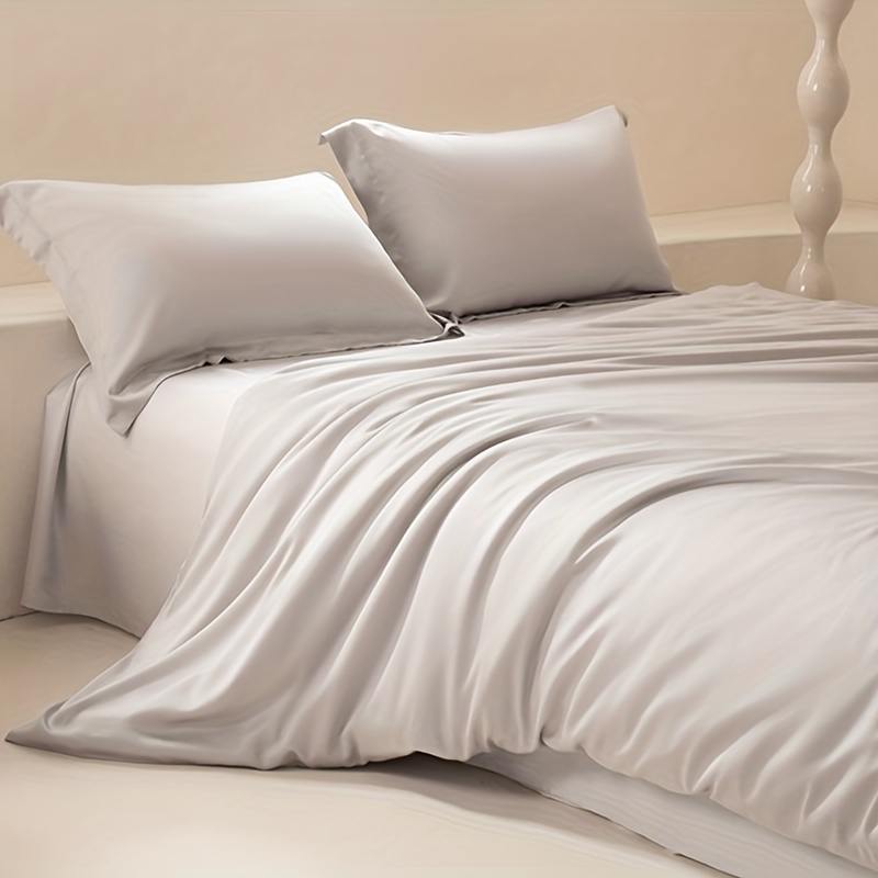 TEMU 3 pièces Housse de Couette Simple Monochrome housse + 2 taies d'oreiller, 150g/m², 600tc, Housse de Couette Lourde et Confortable Multicolore,