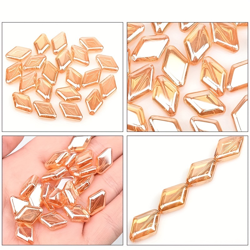 Image of 25pcs/lot 11x15mm Glass Bicone Beads Electroplated Color Beads Handmade Diy Crafts Pendant Rings Accessories