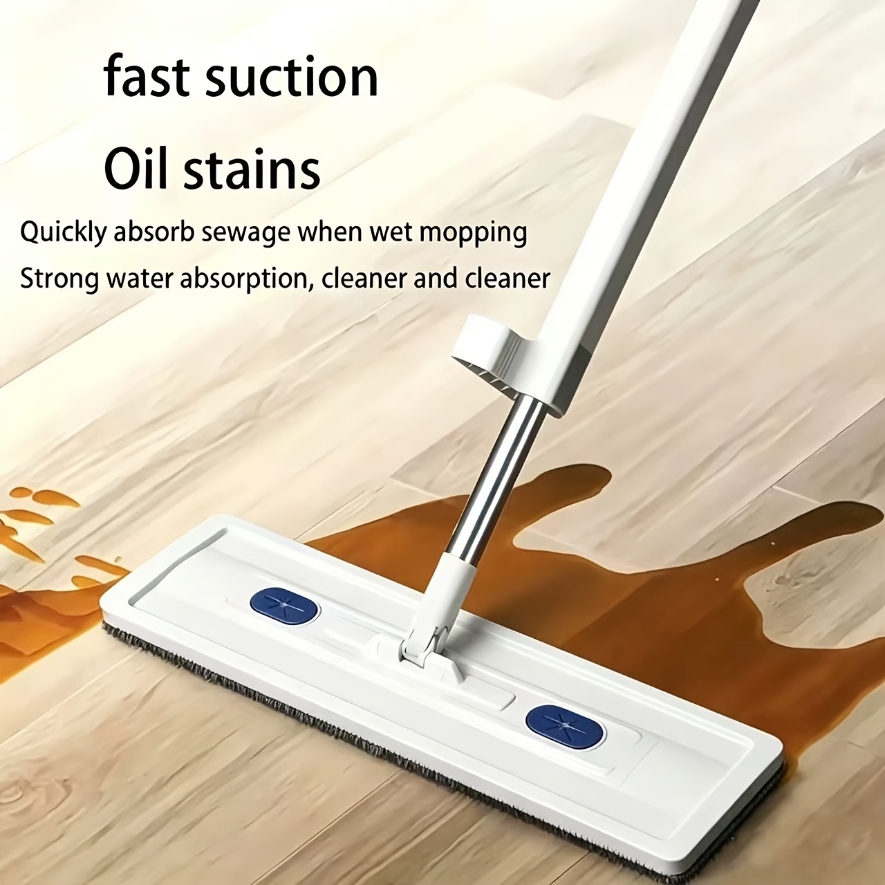 TEMU 1pc 360° Wringing Flat Mop With Washable Pad - Automatic Wringing, Strong Water Absorption, And , Suitable For Kitchen, Home, And Living Room