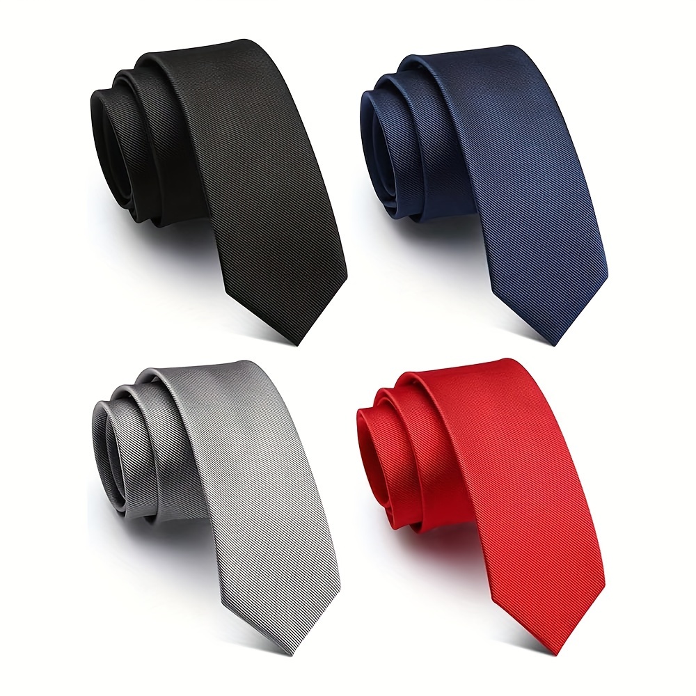 

Weishang Lot 4 Pcs Classic Men's Skinny Width 2.35" Slim Necktie Solid Color Tie