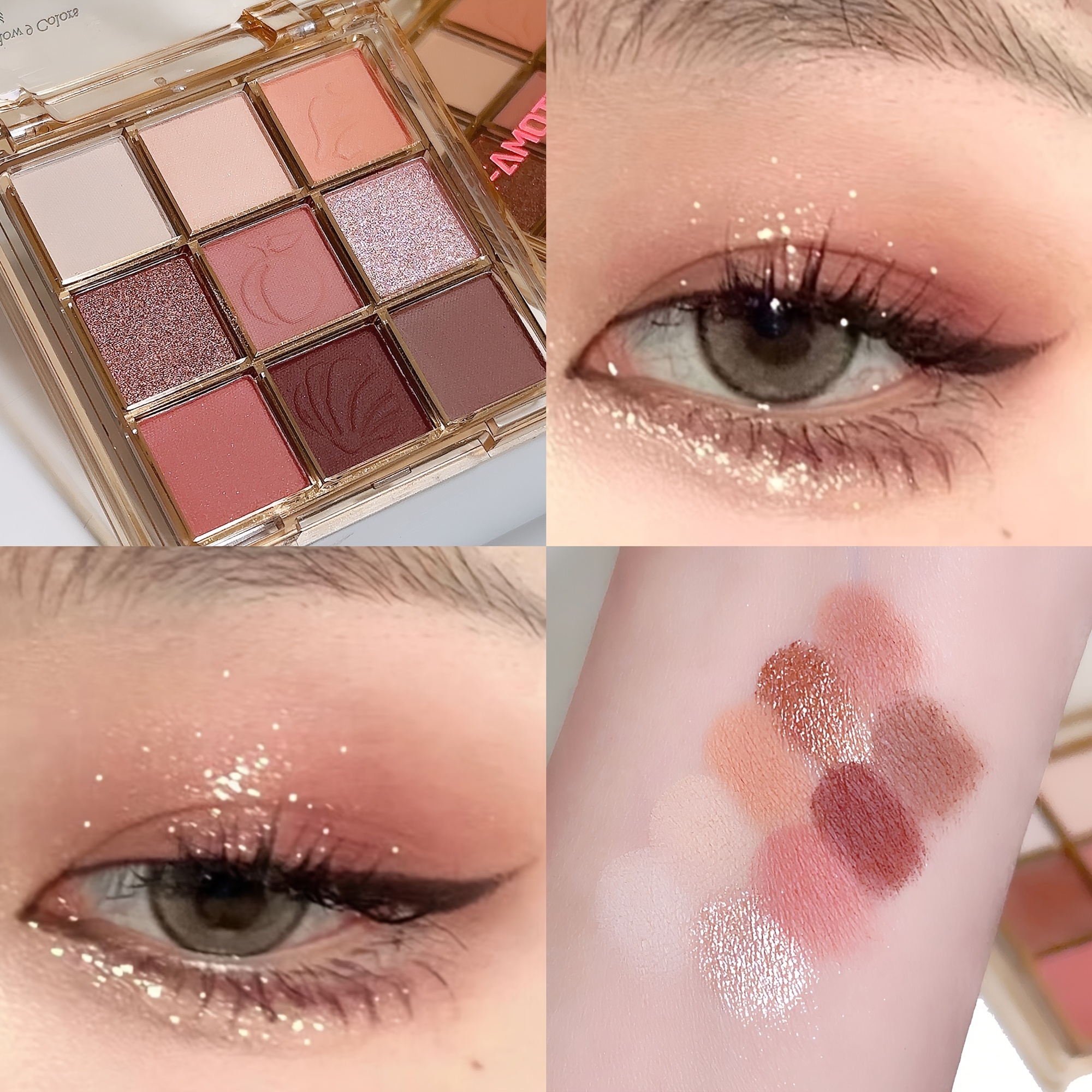 Image of 9-color Eyeshadow Palette - Matte And Glitter End, Waterproof And Sweatproof, Makeup, Brown Tones