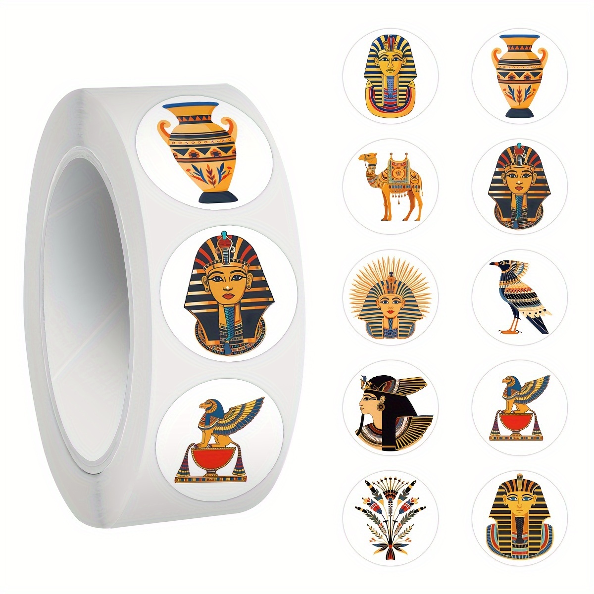 

500pcs Egypt Vinyl Sticker Roll - Assorted Cartoon & For Scrapbooking, Laptops, Water Bottles & More - Reusable, Self-adhesive Decals