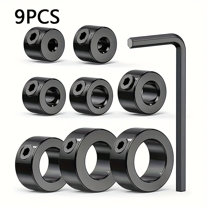 9pcs Drill Stop Bit Collar, Adjustable Drill Depth Stop Collar Limit Ring With Allen Wrench Set For Drill Bit Consistent Drilling