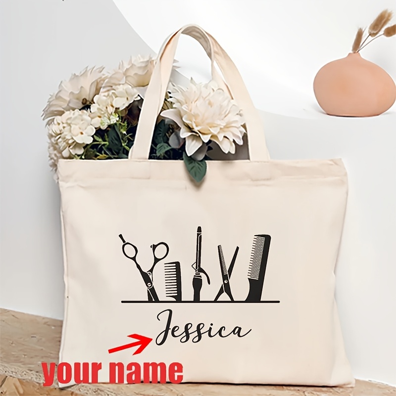 TEMU [fixed Products] (mixed Yarn, A Small Part Of Variegated Color To Normal , Not Products) 1pc Personalized Hair Stylist Pattern Tote Bag Shoulder