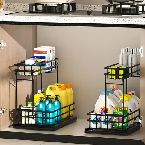 1pack 2pack kitchen bathroom under cabinet organizer 2 tier slide pull out pantry kitchen bathroom organizers and storage laundry room organization and storage