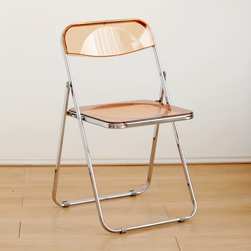 Easy Photography Clothing Store Stool, No Cushion Design, Transparent Acrylic Folding Chair, Suitable for Restaurants, Offices, Reception Areas, Etc., Modern Minimalist Style Living Room Chair