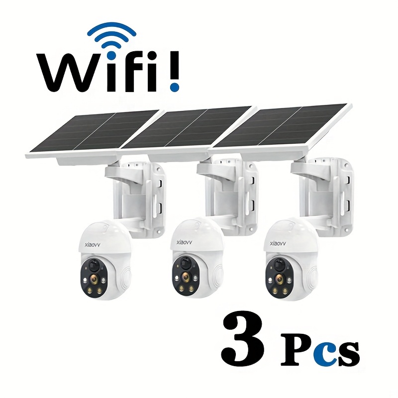 TEMU 1080p Outdoor Solar Powered Security Camera, People Detection, Intercom, Night Vision (3pcs)