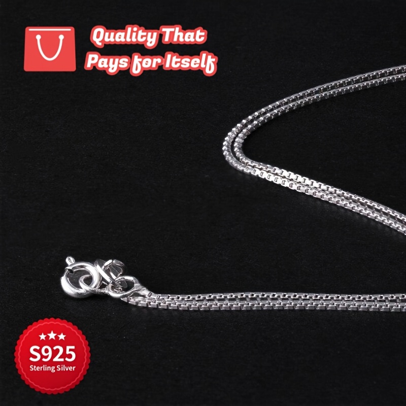 Women's 925 Silver Square Geometric Necklace, Minimalist Style