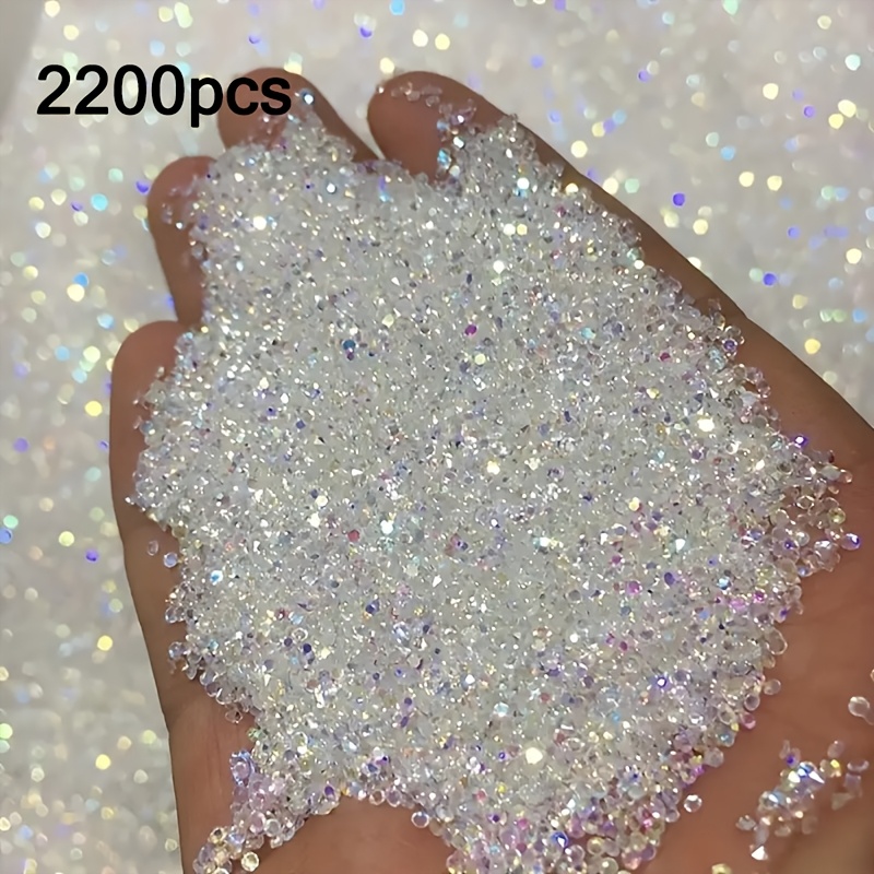 Image of 2200pcs Elegant Mini Rhinestones 2mm Pointed Bottom Ab , Multi-functional Odorless Gems, Brightening Fashion And Nail Art, Suitable For Jewelry Making