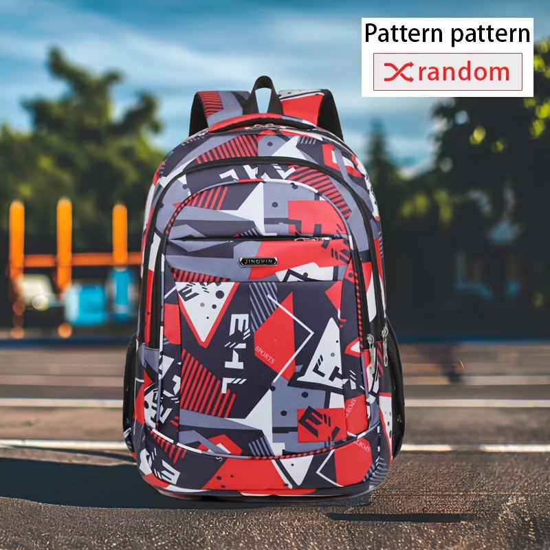 TEMU Random 1pc Backpack With Pattern, Unisex, Fits 17-inch Laptop, Adjustable Straps, Ideal For Daily Commute, Work, And Business Travel, Casual And