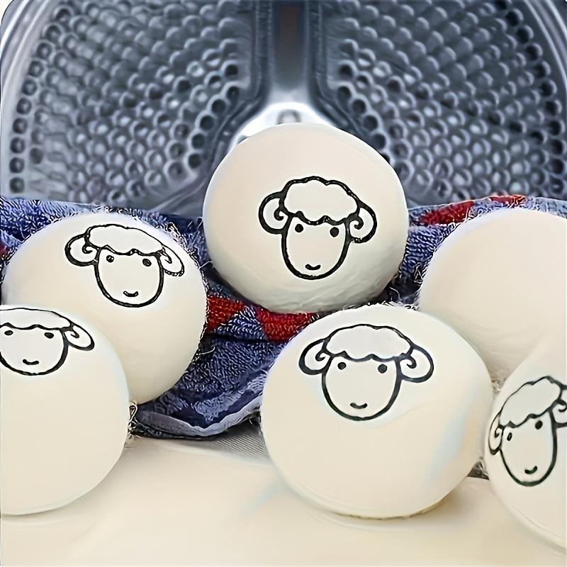 TEMU 6 Natural Wool Dryer Balls, Wool, Clothes, Reduces Static & Wrinkles, Ideal For Laundry, Household Cleaning, Laundry Supplies, Skin-friendly,