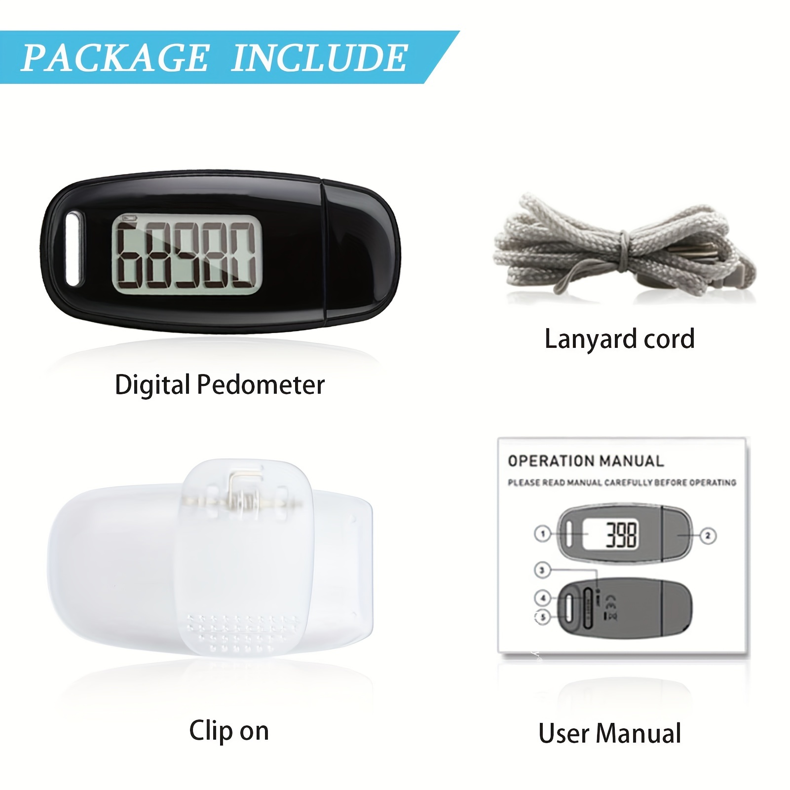 3d pedometer clip on simple   counter with backlight usb rechargeable accurate step counter daily   monitor exercise time