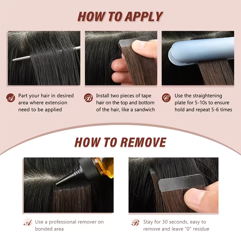 20pcs normal color tape in hair extensions human hair straight tape in hair extensions 12inch 22inch long hair 30g pack add volume details 3