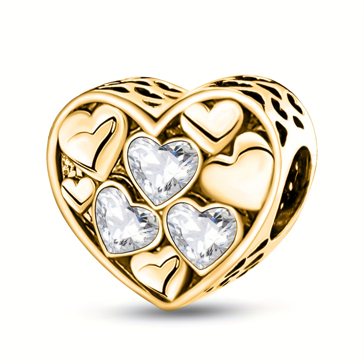 Image of A Heart-shaped Bead Pendant Made Of 925 Silver Plating For Women's Bracelets, Bangles, And Necklace Additions, Perfect For Crafting Beautiful Jewelry