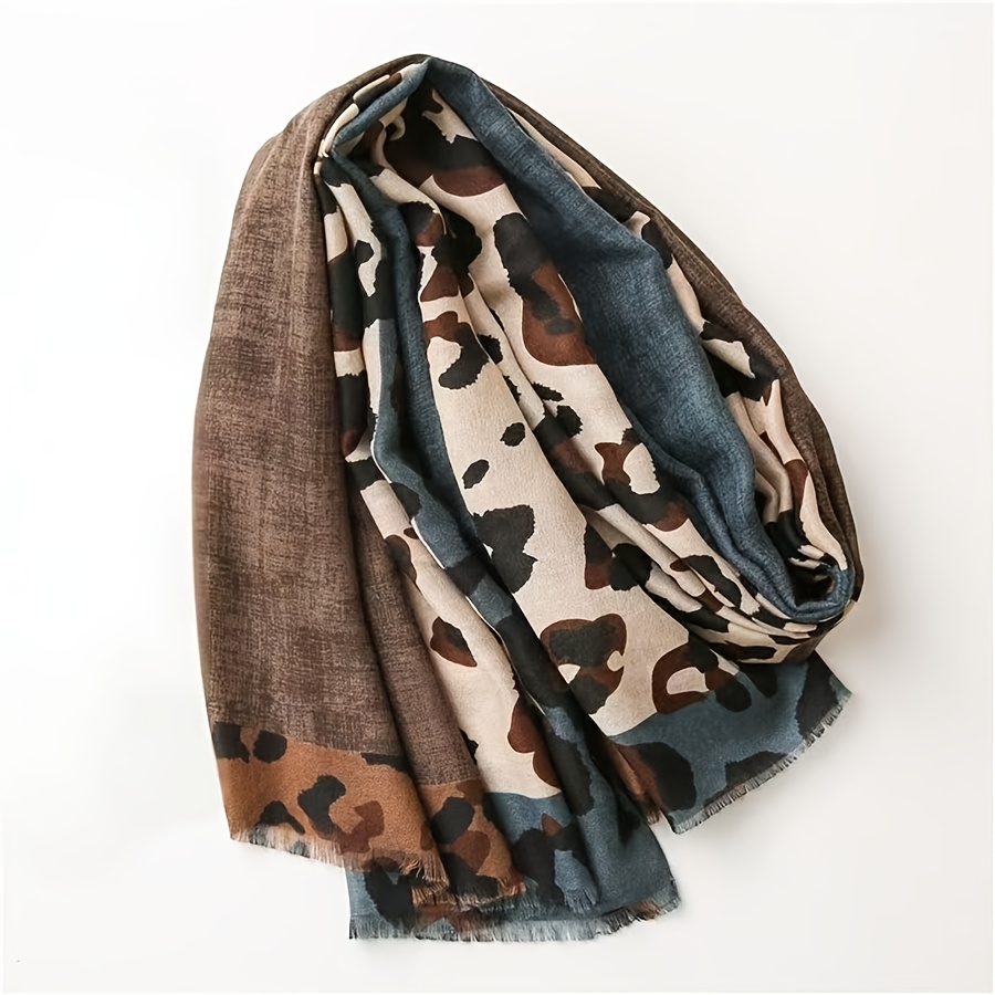 New Women'S Plus-Size Long Scarf with Leopard Print, Elegant And Casual, Fashionable Versatile Scarf, Warm Large Shawl