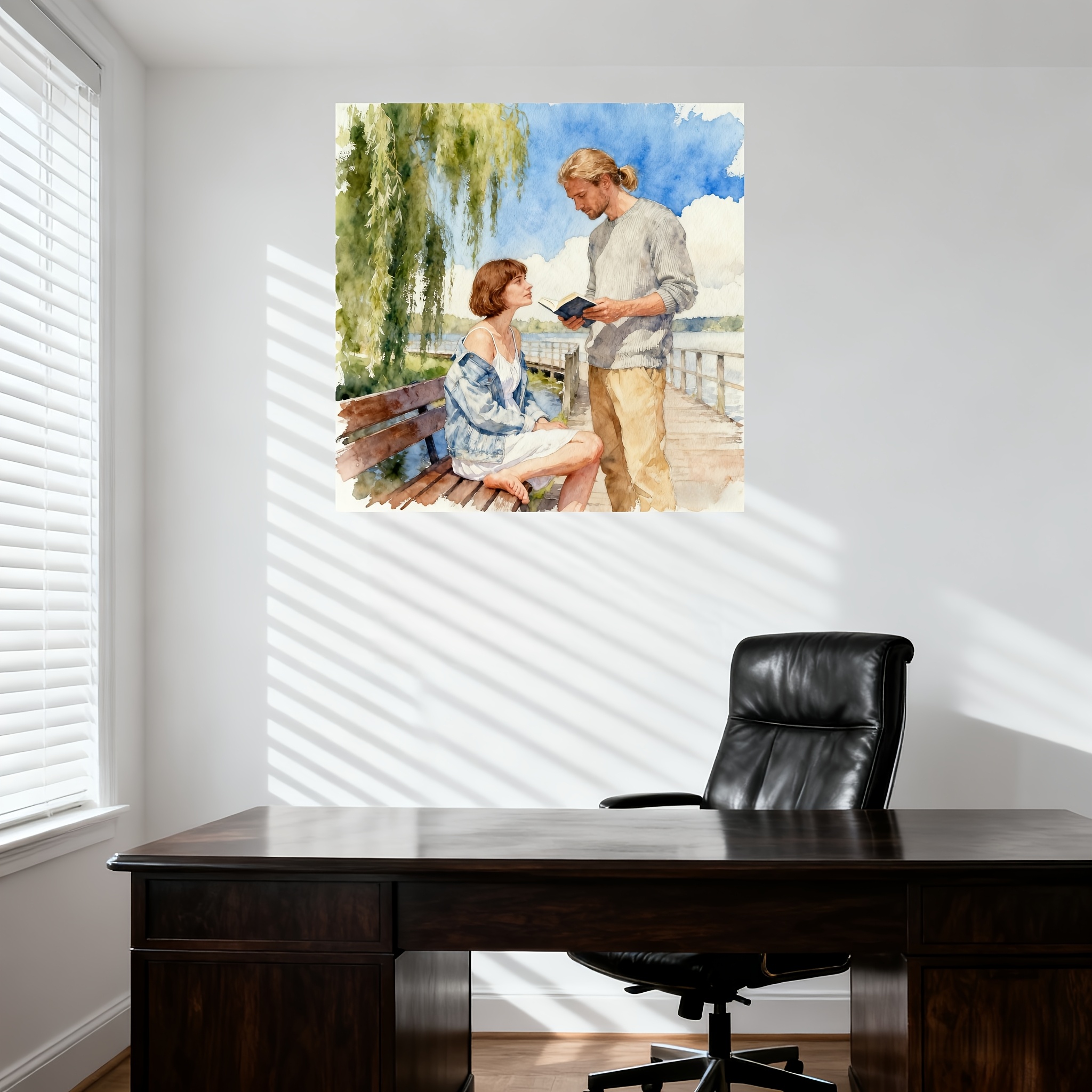 E-shop 1 Personalisiertes Foto Aquarell-Leinwanddruck mit Holzrahmen – Laden Sie Ihre Lieblingsfotos, Familienporträts, Landschaftsbilder hoch –