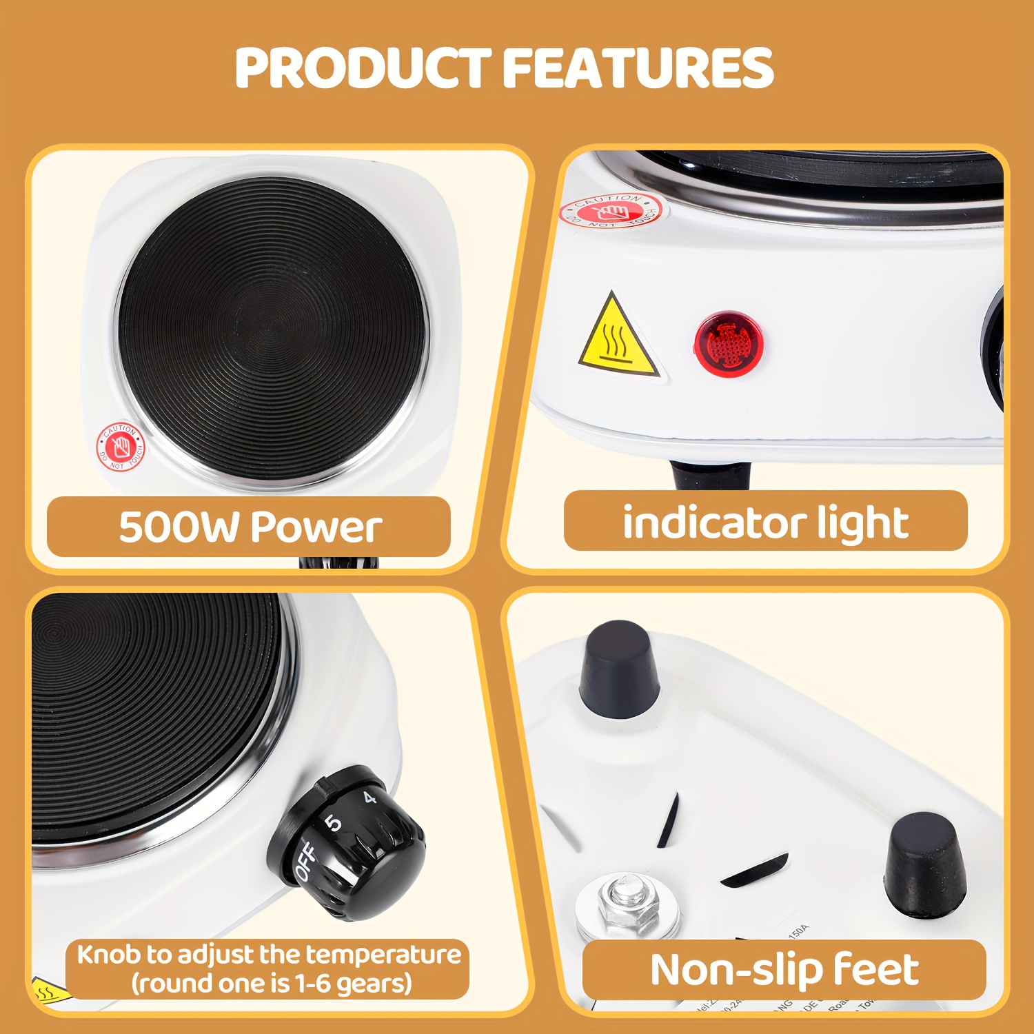 1   electric stove with scale   500w 220 240v euro plug white   for home dorm office use durable metal construction easy to clean stove for cooking dorm room appliance modern kitchenware metallic   Product details 3