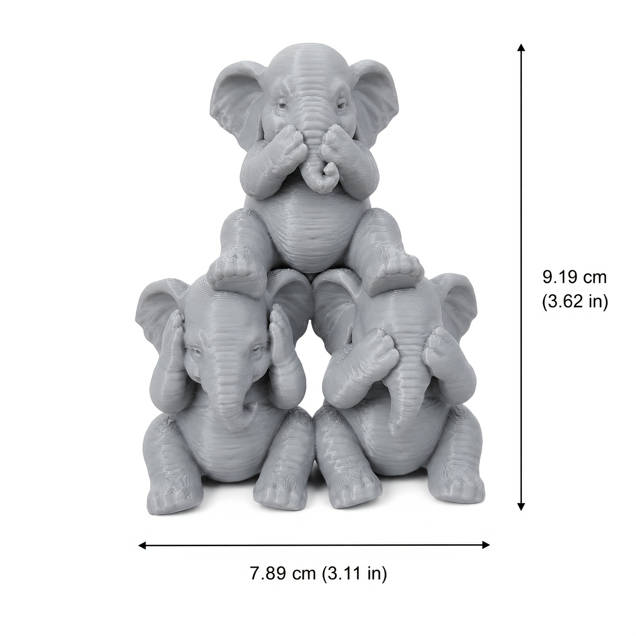 TEMU 3 Elephant Action Figurines, Featuring A Rounded With 3 Poses—, Ears Covered, And Mouth Covered—and A Staggered Stacking Structure. Suitable For